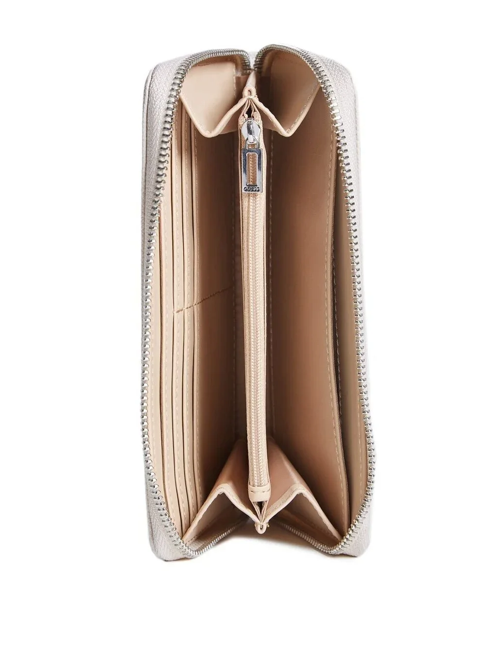 Guess Factory Women's Beige Faux-Leather Zip-Around Wallet, Beige